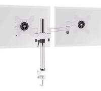 Duronic Dual Monitor Stand DM352 WE Double Monitor Arm White Twin Riser Two Mount for 13-27” Computer Screen 2 Height Adjustable Clamp Stands for PC Gaming Work Desk Home & Office Studio, VESA 75 100