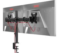 Duronic Dual Monitor Stand DM252 BK PC Desk Monitor Arm Height Adjustable Twin Riser Mount for 13-27” Office Computer Screens 8kg VESA 75 100 Compatible for Dell Phillips HP Samsung