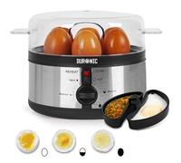 Duronic EB35 BK Egg cooker 1 to 7 eggs 350W Thermostat and timer for obtaining hard-boiled semi-soft poached or soft-boiled special function 2 types of cooking modes BPA free