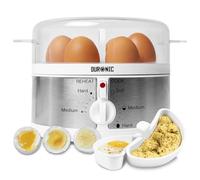 Duronic EB35 WE Electric Egg Boiler, Steamer & Poacher Machine Cooks 7 Eggs | Automatic Electronic Egg Cooker, Perfectly Cooks Soft, Medium, Hard Boiled Eggs for Breakfast, Lunch, Dinner, White, Compact