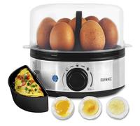 Duronic Electric Egg Boiler EB50 Egg Cooker 400W Omelette Maker for 7 Eggs with Poacher Tray Auto Shut Off 3 Cooking Modes Soft Medium Hard Boiled Eggs Steamer for Breakfast Meals