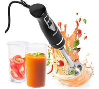 Duronic Electric Hand Blender HB35C, 350W Power, Dual Stainless Steel Blades, 40cm Handheld Immersion Stick, Lightweight Design, 600ml capacity Cups/Beakers, for Baby Food, Smoothies