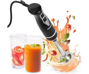 Duronic Electric Hand Blender HB35C, 350W Power, Dual Stainless Steel Blades, 40cm Handheld Immersion Stick, Lightweight Design, 600ml capacity Cups/Beakers, for Baby Food, Smoothies