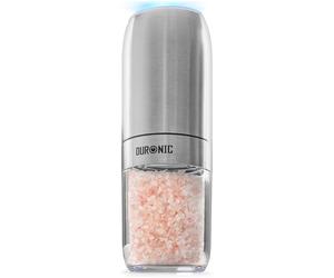 Duronic EMB1 Electric Salt and Pepper Grinder 25W Automatic Gravity Salt Shaker Battery Powered Pepper Mills, One Handed Spice Grinder Combined Mill with LED Light, Adjustable Coarseness