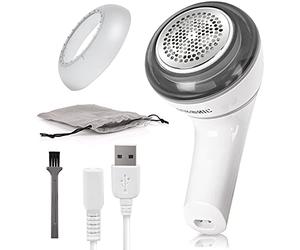 Duronic Fabric Shaver FS16USB Portable Lint Remover DeBobbler, Rechargeable Clothes Shaver Bobble Remover Machine, Fuzz and Fabric Pill Remover, Rotating Handle, USB Charging
