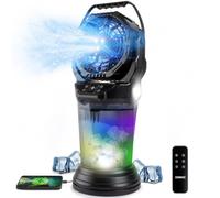 Duronic FM6 Portable Misting Fan, Rechargeable Cooling Mister with 2L Water Tank, Remote Control, 4 Speeds, LED Lights & Emergency Torch, Outdoor Fan for Bedroom, Home Office, Camping, Picnics