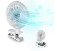 Duronic Fn15 Mini Desk Fan 6" With 2 Speeds, Use In 3 Ways: Clamp-On/freestanding/wall Mounted, 30W (White)