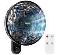 Duronic FN42 BK Wall Mounted Fan, 16" Cooling, Remote Control, Quiet, Black | 52.8dB Quiet Operation, 3 Speed Settings, 60 Degree Oscillation, 7.5H Timer, Ideal For Home, Office, Bedroom And Kitchen