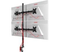 Duronic Four Screen Monitor Mount - 100cm Pole, Quad Display for 4 PC Screens 13-27” - Adjustable VESA 75/100 Mount for Home Office