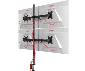 Duronic Four Screen Monitor Mount - 100cm Pole, Quad Display for 4 PC Screens 13-27” - Adjustable VESA 75/100 Mount for Home Office