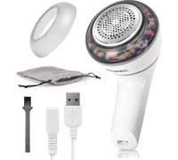 Duronic Fabric Shaver FS16USB Portable Lint Remover DeBobbler, Rechargeable Clothes Shaver Bobble Remover Machine, Fuzz and Fabric Pill Remover, Rotating Handle, USB Charging