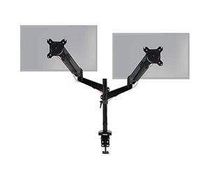 Duronic Gas-Powered Monitor Arm Stand DMG52 | Double PC Desk Mount | Height Adjustable | For Two 15-27 Inch LED LCD Screens | VESA 75/100 | 8kg Capacity | Tilt -90°/+85°, Swivel 180°, Rotate 360°