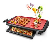 Duronic GP25 Teppanyaki Grill, 2000W Electric Hot Plate with Warming Tray | Non-Stick Surface, Removable Drip Tray, Adjustable Temperature, Ideal for Family Meals, Dinner Parties, BBQ Meat, Fish & Veg