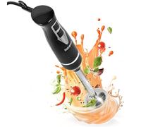 Duronic Hand Blender HB35C, Stick Blender with Dual Stainless Steel Blades, 40cm Handheld Immersion Handheld Blender, 2 Beakers, Hand Held Mixer for Food, Smoothies, Juice, Baby Food Maker - 350W