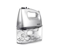 Duronic HM4 /SR Electric Hand Mixer, 5 Speeds, 400W, 5 Attachments: 2 Beaters/2 Dough Hooks/1 Whisk, All-in-One with Built-In Storage Case (silver)