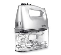 Duronic HM4 /SR Electric Hand Mixer, 5 Speeds, 400W, 5 Attachments: 2 Beaters/2 Dough Hooks/1 Whisk, All-in-One with Built-In Storage Case (silver)