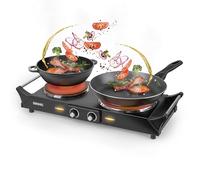 Duronic HP2 BK Table Top Hot Plate, 2500W Steel Electric Double Hob, Black