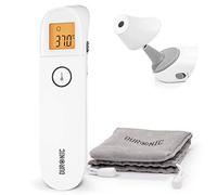 Duronic IRT3W Infrared Digital Thermometer, 3-in-1, Ear, Forehead & Object | For Babies, Children, Adults, Objects, No Touch Fast Reading, Fever Alert, 20 Memory Sets, °C/°F, Includes Grey Pouch, 2x AAA