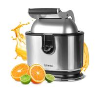 Duronic JE812 Electric Citrus Juicer, 105W Twin Lemon Juice Squeezer, Dual Orange Press Juicer with Large and Small Cones, Large Citrus Press for Extracting Lemon Juice, Limes and Grapefruit