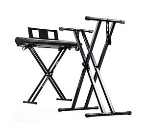 Duronic Keyboard Stand KS2B | Twin X Frame | Height Adjustable 33-98cm | Double Braced Legs for Digital Pianos | Quick-Pull Release | With Support Straps to Secure Keyboard | Holds up to 20kg