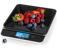 Duronic Digital Kitchen Scales KS100 BK Electronic Kitchen Scale with Bowl Measuring Weighing Scale Black Baking Scale for Cooking Baking Mail Pet Food Measurement Baker Weight Scale, Tare LCD Display