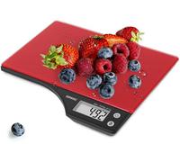 Duronic Ks350 Digital Kitchen Scale, 5Kg, Glass Platform With Lcd Backlit Display, Tare Function, 1G Precision - Red
