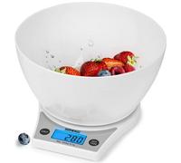 Duronic Ks6000 Wh/wh Digital Kitchen Scale With Bowl, 5Kg, Lcd Backlit Display, Tare Function, 1G Precision - White