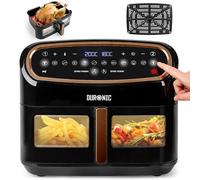 Duronic Large Air Fryer AF14 BG 10L Large Drawer with Visual Window, Dual Zone, 10-in-1 Digital AirFryer for Family, Uses No Oil, Air Fry, Roast, Bake, Dishwasher Safe Non Stick Basket, Black Gold