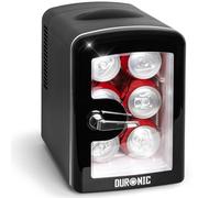 Duronic MC4 BK Personal Mini Fridge, 6 Can Cooler And Warmer, 4L, Black | Ideal For Bedroom, Skincare, Beauty, Travel, 6°C to 55°C, Portable AC/DC, Removable Shelf, Viewing Window, Lightweight, 1.5kg