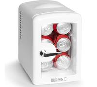 Duronic MC4 WE Personal Mini Fridge, 6 Can Cooler And Warmer, 4L, White | Ideal For Bedroom, Skincare, Beauty, Travel, 6°C to 55°C, Portable AC/DC, Removable Shelf, Viewing Window, Lightweight, 1.5kg