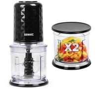 Duronic Mini Chopper CH57 BK Mini Food Processor 500W Black Vegetable Choppers 2 x 700ml Blender Bowl with Lid Garlic Chopper with Quad Stainless Steel Blades for Dips Sauces Vegetable Meat Mincer