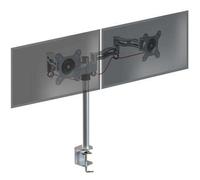 Duronic Dual Monitor Stand DM352 SR Double Monitor Arm Silver Twin Riser Two Mount for 13-27” Computer Screen 2 Height Adjustable Clamp Stands for PC Gaming Work Desk Home & Office Studio, VESA 75 100