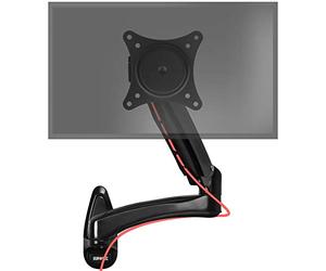 Duronic Monitor Arm Wall Mount DM55W1X2 | Bracket for Single PC Computer Screen | Aluminium | For One 15”-27” LED LCD TV Television | VESA 75/100 Fixing | Tilt +85°/-90°, Swivel 180°, Rotate 360°