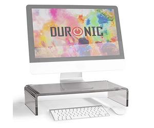 Duronic Monitor Stand Riser DM054 | Laptop and Screen Stand for Desktop | Black Acrylic | Support for a TV or PC Computer Monitor | Ergonomic Office Desk Shelf | 30kg Capacity | 50cm x 20cm