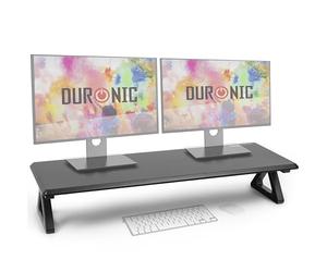 Duronic Monitor Stand Riser DM06-2 | Laptop and Screen Stand for Desktop | Black MDF | Support for a TV Screen or PC Computer Monitor | Ergonomic Office Desk Shelf | 10kg Capacity | 82cm x 30cm