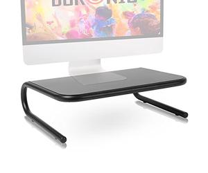 Duronic Monitor Stand Riser DM071 | Laptop and Screen Platform for Desktop | Metal Support for a TV Screen or PC Computer Monitor | Ergonomic Office Desk Shelf | 10kg Capacity | Black | 37cm x 24cm