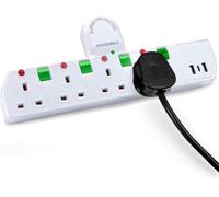 Duronic Plug Adapter With Usb S125W 4 Way White Multi Plug Extension Lead For Uk Plugs Surge Protected With 2 Usb Ports & 1 Usb-C