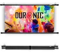 Duronic Projector Screen BPS70/169 Bar Mount 70 Inch Projection Screens Wall or Ceiling Mountable with Hooks 16:9 for School Office Home Cinema