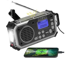 Duronic SDAB1 Portable DAB+ Radio Bluetooth DAB Radios Hand Crank Battery Solar Radio 4-Way Rechargeable Emergency Flashlight Digital FM Radios with SOS Alarm for Camping Hiking Outdoor