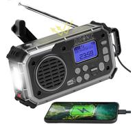 Duronic SDAB1 Portable DAB+ Radio Bluetooth DAB Radios Hand Crank Battery Solar Radio 4-Way Rechargeable Emergency Flashlight Digital FM Radios with SOS Alarm for Camping Hiking Outdoor