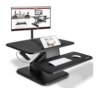 Duronic DM05D9 Electric Sit-Stand Workstation, 80x62cm Desk Platform, Height Adjustable Desktop 13.5-44cm, Ergonomic Desktop Table Converter (black)