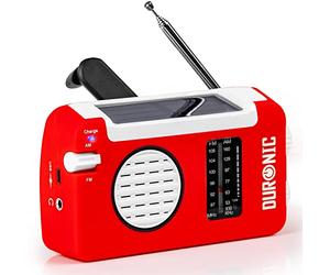 Duronic Solar Radio, HYBRID, Wind Up Manual Hand Crank Self-Powered Emergency Dynamo AM/FM Radio, USB Phone Charger, Small & Portable with Rechargeable Battery for Outdoor Weather Camping, Hiking