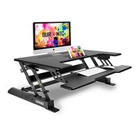 Duronic Standing Desk Converter DM05D1 BK Adjustable Sit Stand Desks Workstation Wood Height Adjusting Sitting Riser for Office Table PC Laptops Computer Monitor Screen Keyboard and Mouse