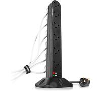 Duronic Surge Protected Extension Lead St12B Black Tower Multiplug Adapter Cord For Uk Plugs 12 Way Multi Outlet Surge Protection