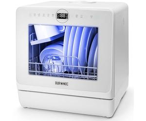 Duronic Table Top Dishwasher DW5 WE 950W Compact Tabletop Dish Washer Mini 5L Dishwashers with 8 Wash Cycles Electric Countertop Cleaner for Quick Eco Cleaning Plates Glass Cutlery Fruit White
