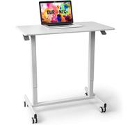 Duronic TM03T Sit-Stand Desk, Ergonomic Home Office Table on Wheels - white