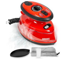 Duronic Travel Iron SI3 RD 400W Mini Irons with Dual Voltage, Variable Temperature Portable 35ml Red Steam Iron for Holiday Quilting Crafts Compact Design for Travelling
