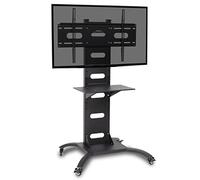 Duronic TV Stand Chrome & Glass Stand for 30” -80” Flat Screen Television LCD/LED/OLED/QLED, With Tilt & Swivel, VESA Up to 600x400, Capacity, With Media Shelf (TVS3F1)