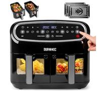 Duronic Air Fryer AF24, 9L Large Dual Zone Family Sized Cooker, Double Basket Frying Drawer, 10 Pre-Set Cooking Programs