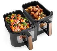 Duronic Twin Drawers AFD2 BG, Twin Drawers ONLY, 2 x 5L Drawers Specifically for The AF24 Air Fryer, Two Cooking Trays with Sync Cook and Finish for Dual Zone Air Fryer Black Gold